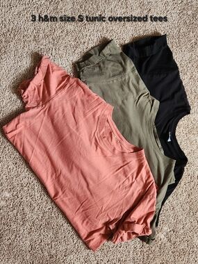H&M Short Sleeve Tee Trio - Coral, Olive, Black